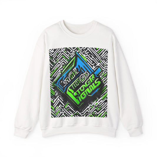 boostlete-am-crew-type-stronger-signals-diagonal-badge-1077 — Unisex Heavy Blend Crewneck (G18000)