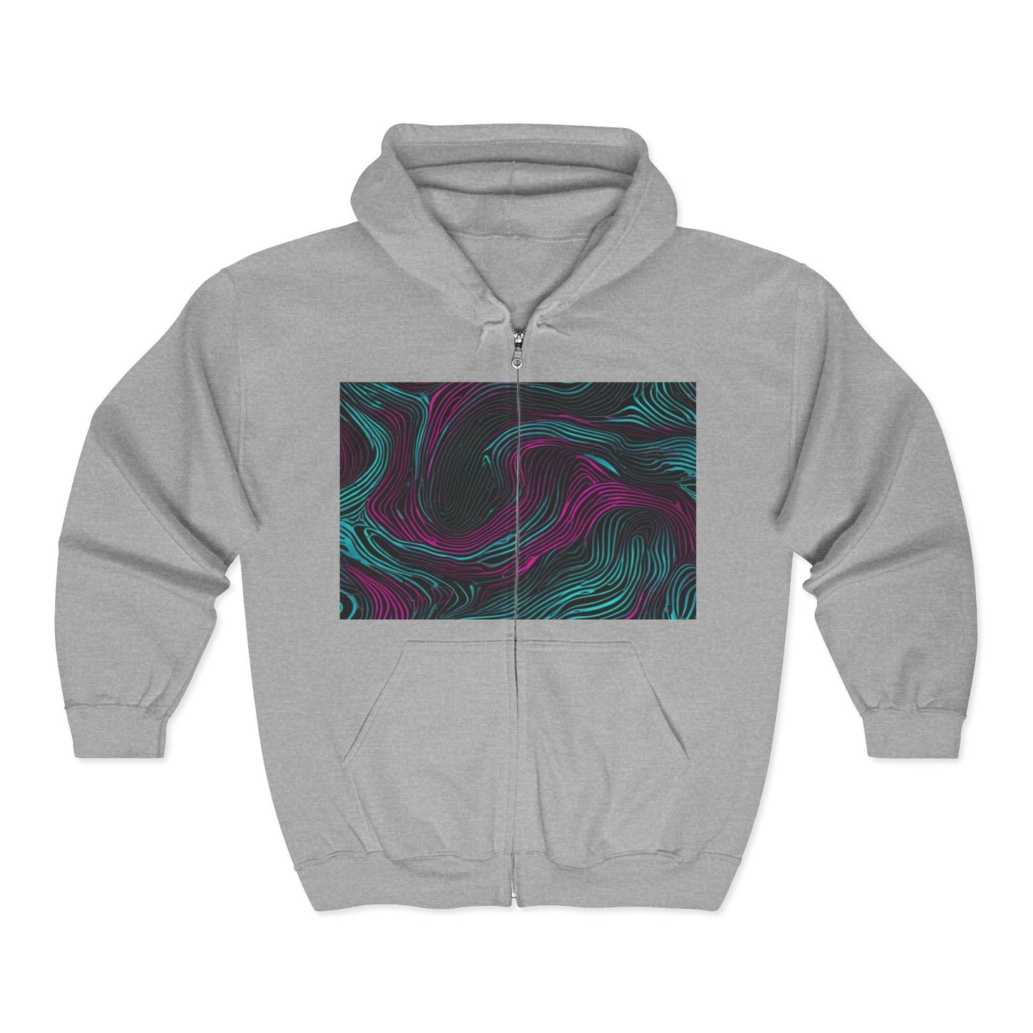 boostlete-am-crew-pattern-topographic-monoline-0075 — Unisex Heavy Blend Full-Zip Hooded Sweatshirt