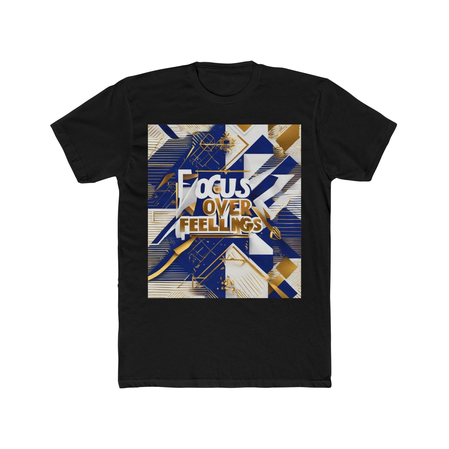 boostlete-am-crew-type-focus-over-feelings-banner-geometric-0169 — Unisex Cotton Crew Tee (NL 3600)
