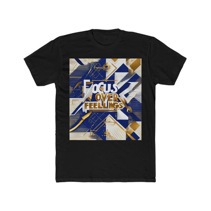 boostlete-am-crew-type-focus-over-feelings-banner-geometric-0169 — Unisex Cotton Crew Tee (NL 3600)