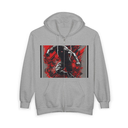 boostlete-field-day-scene-sprinter-glitch-badge-0284 — Unisex Heavy Blend Full-Zip Hooded Sweatshirt