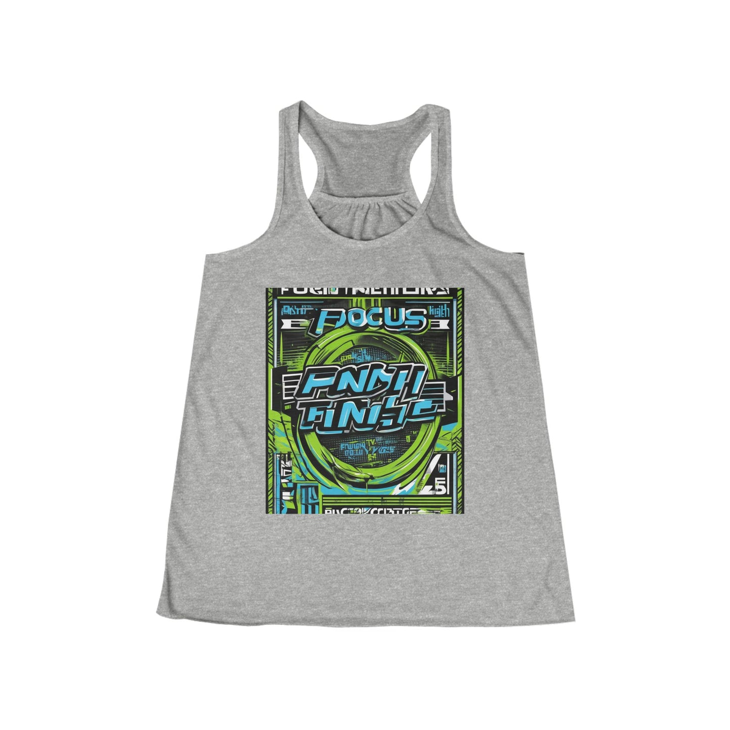 boostlete-iron-intent-type-focus-finish-big-retro-0177 — Women's Flowy Racerback Tank (B+C 8800)