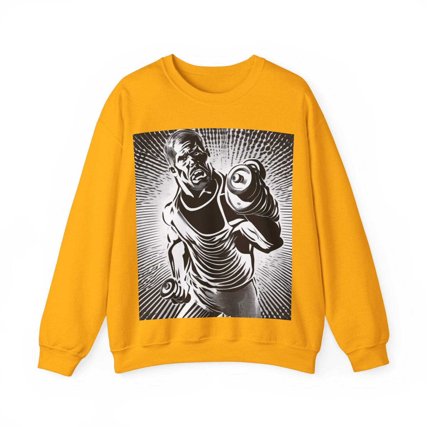 boostlete-pr-season-scene-lunge-halftone-engraved-0096 — Unisex Heavy Blend Crewneck Sweatshirt (Gildan)