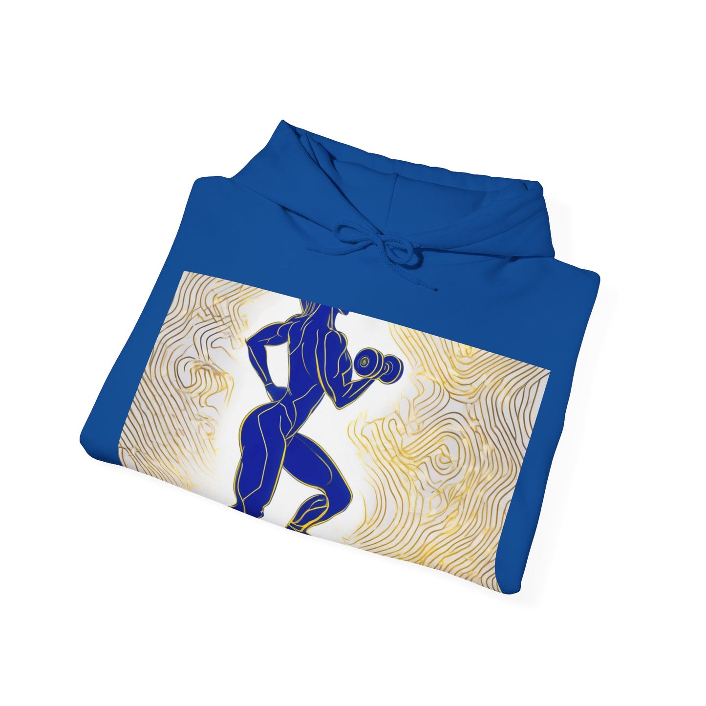 boostlete-iron-intent-scene-lunge-neon-line-art-0392 — Unisex Heavy Blend Hoodie (G18500)