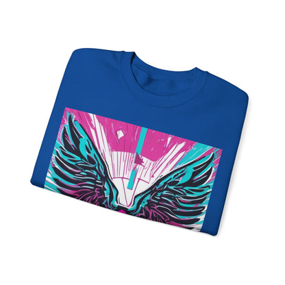 boostlete-am-crew-icon-wings-outline-line-art-0282 — Unisex Heavy Blend Crewneck Sweatshirt (Gildan)