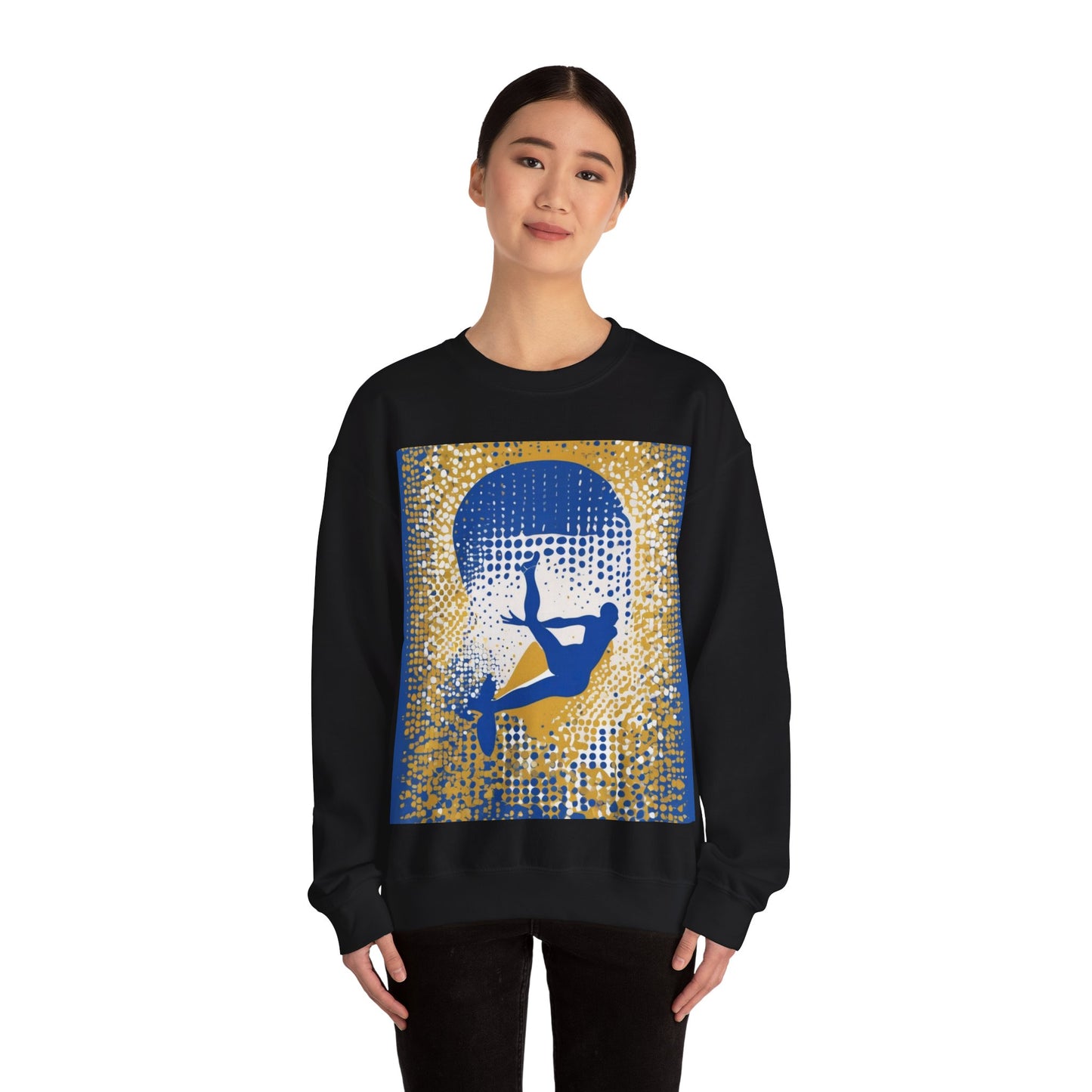 boostlete-field-day-icon-swimmer-halftone-paper-0246 — Unisex Heavy Blend Crewneck Sweatshirt (Gildan)