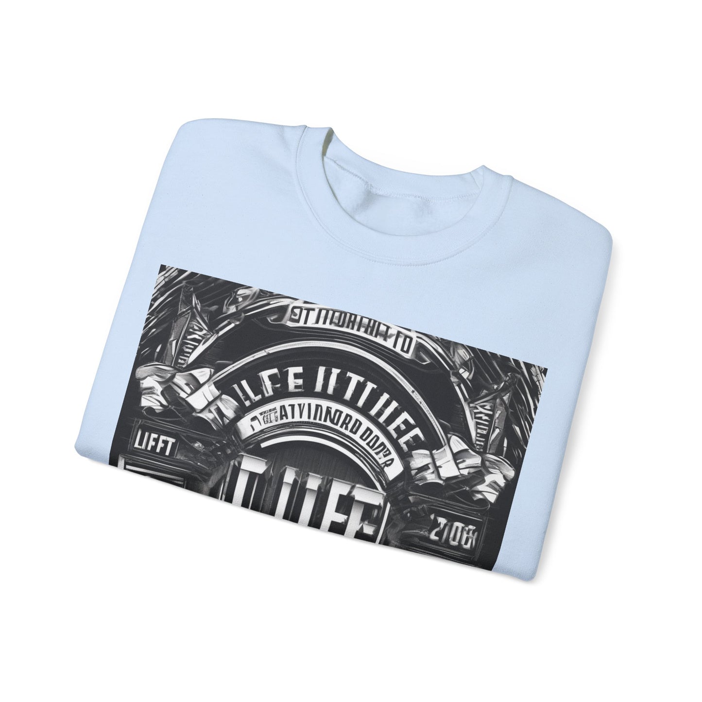 boostlete-am-crew-type-lift-the-standard-banner-engraved-0665 — Unisex Heavy Blend Crewneck (G18000)