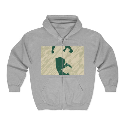 boostlete-am-crew-icon-runner-grainy-blueprint-0134 — Unisex Heavy Blend Full-Zip Hooded Sweatshirt