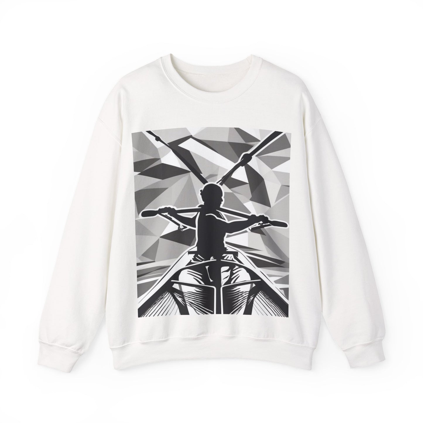 boostlete-am-crew-scene-rower-outline-geometric-0060 — Unisex Heavy Blend Crewneck Sweatshirt (Gildan)