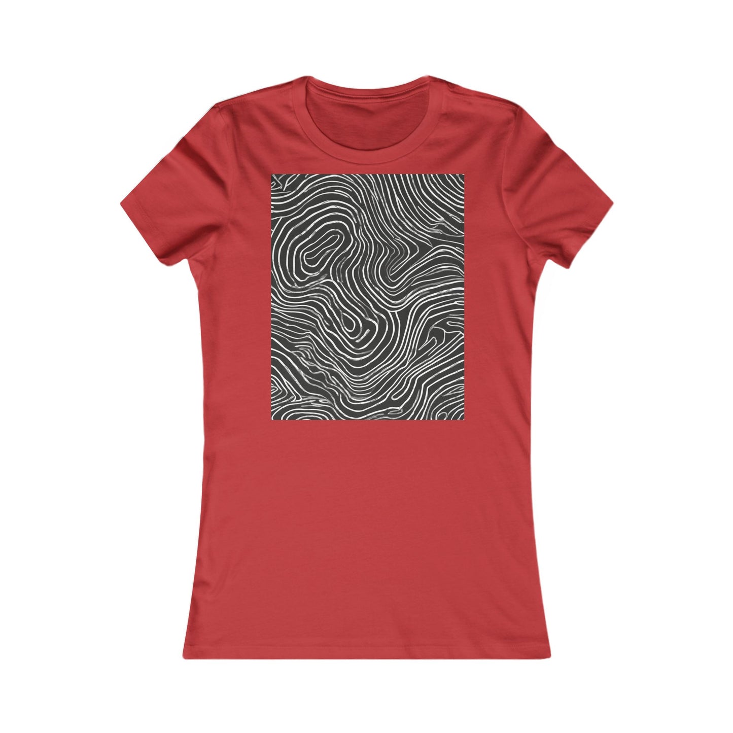 boostlete-field-day-pattern-topographic-badge-0307 — Women's Favorite Tee (B+C 6004)