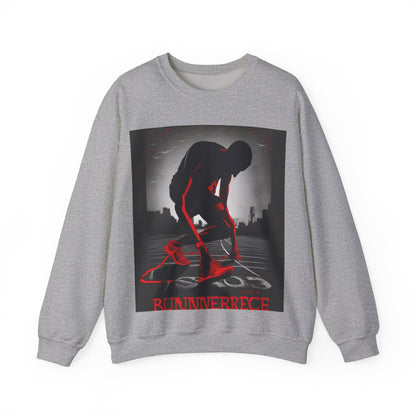 boostlete-mile-by-mile-scene-runner-grainy-bold-0168 — Unisex Heavy Blend Crewneck Sweatshirt (Gildan)