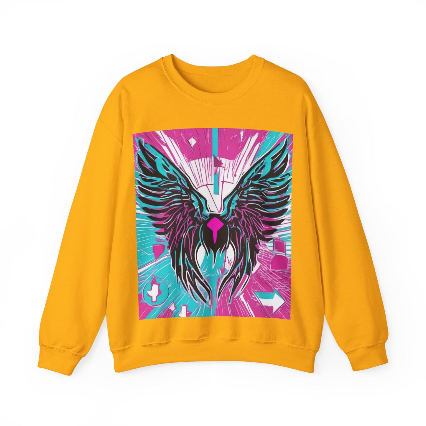 boostlete-am-crew-icon-wings-outline-line-art-0282 — Unisex Heavy Blend Crewneck Sweatshirt (Gildan)