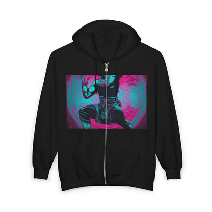 boostlete-rise-grind-scene-yogi-motion-line-art-0240 — Unisex Heavy Blend Full-Zip Hooded Sweatshirt