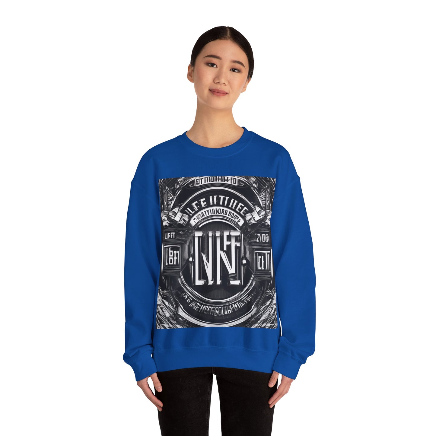 boostlete-am-crew-type-lift-the-standard-banner-engraved-0665 — Unisex Heavy Blend Crewneck (G18000)