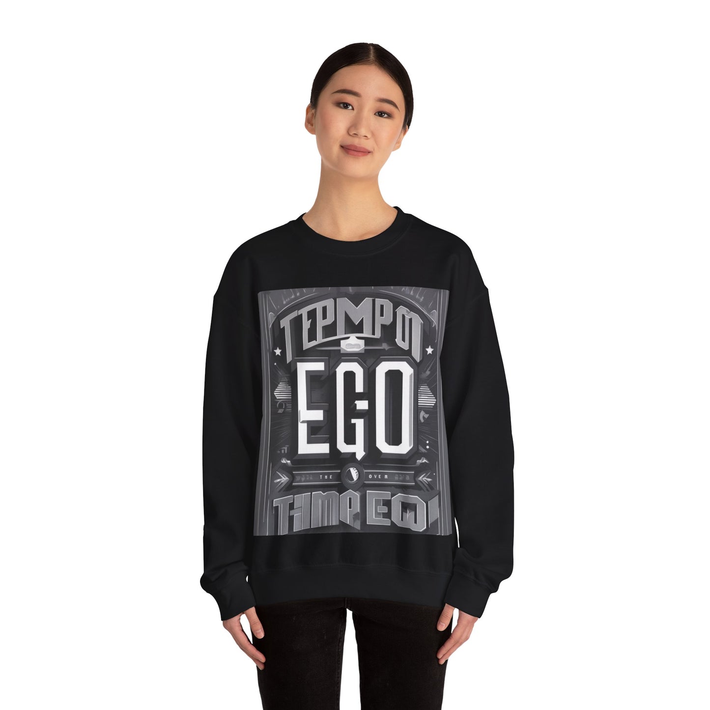boostlete-mile-by-mile-type-tempo-over-ego-banner-modern-0093 — Unisex Heavy Blend Crewneck Sweatshirt (Gildan)