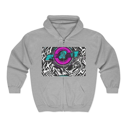 boostlete-boost-mode-type-again-badge-monoline-0293 — Unisex Heavy Blend Full-Zip Hooded Sweatshirt