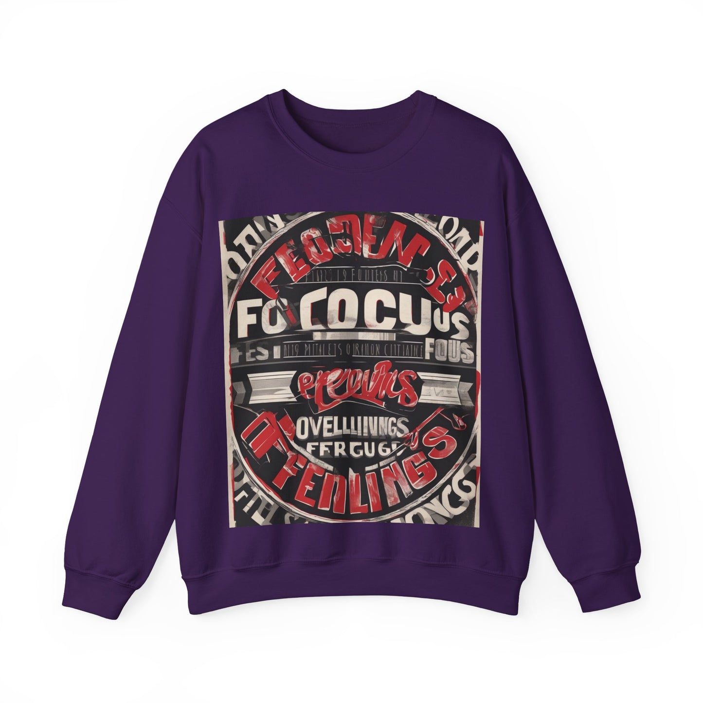 boostlete-mile-by-mile-type-focus-over-feelings-split-retro-0841 — Unisex Heavy Blend Crewneck (G18000)
