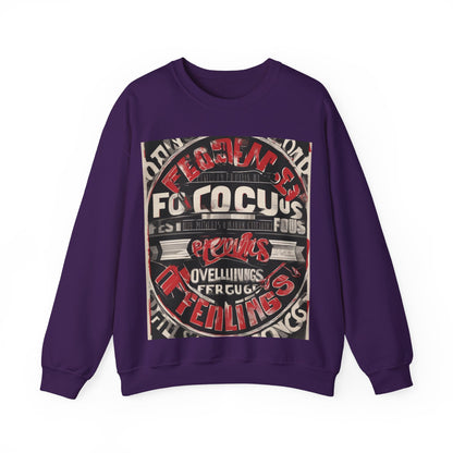 boostlete-mile-by-mile-type-focus-over-feelings-split-retro-0841 — Unisex Heavy Blend Crewneck (G18000)
