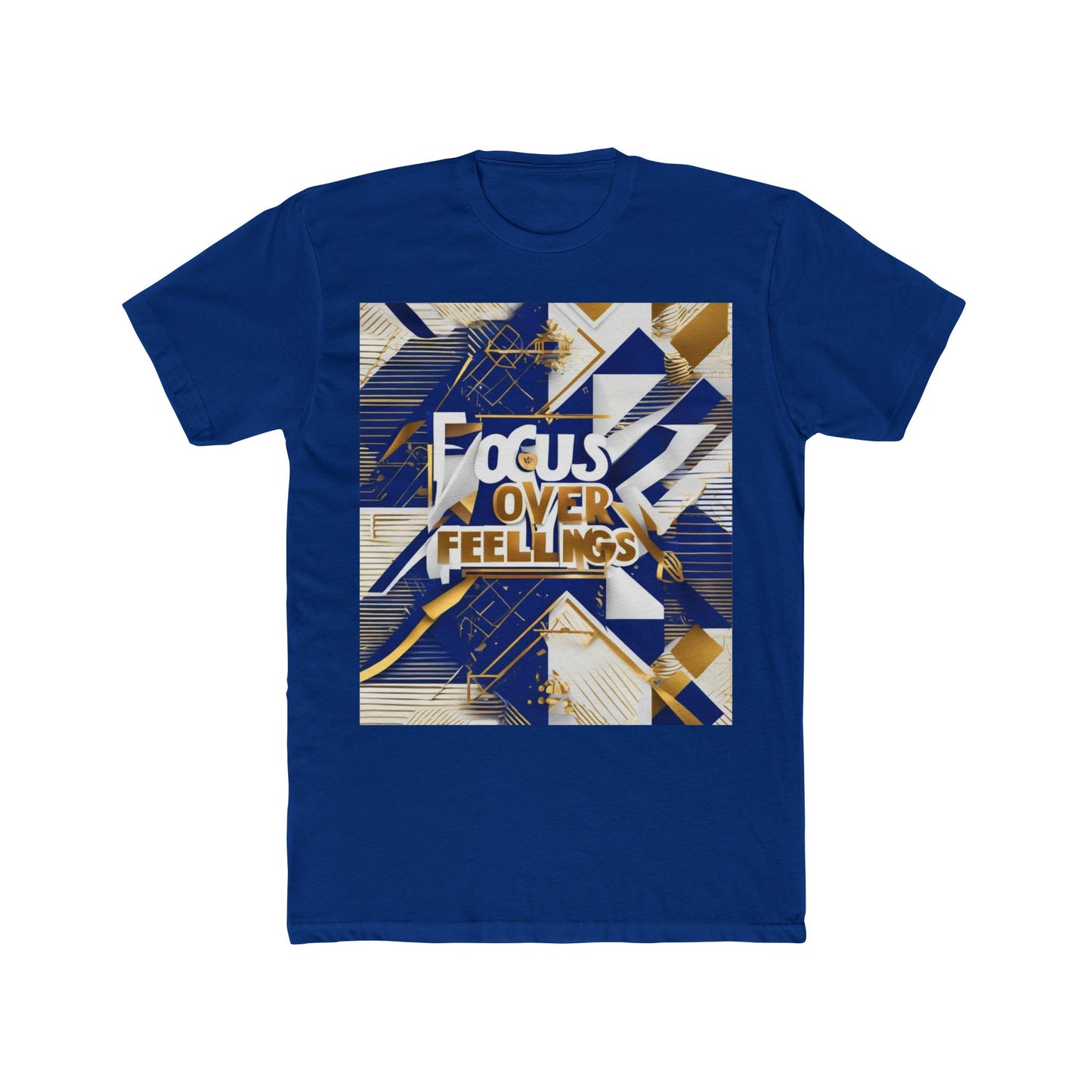 boostlete-am-crew-type-focus-over-feelings-banner-geometric-0169 — Unisex Cotton Crew Tee (NL 3600)