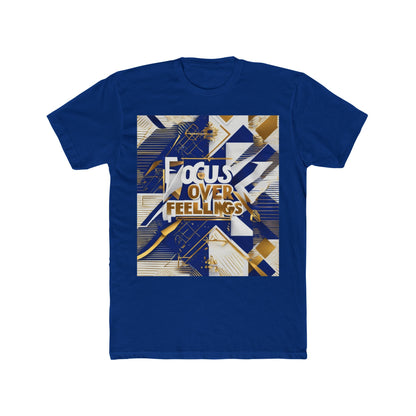 boostlete-am-crew-type-focus-over-feelings-banner-geometric-0169 — Unisex Cotton Crew Tee (NL 3600)