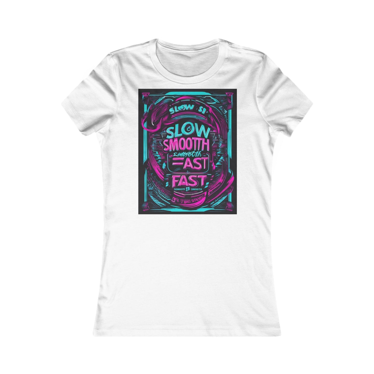 boostlete-recovery-progress-type-slow-is-smooth-smooth-is-fast-banner-engraved-0181 — Women's Favorite Tee (B+C 6004)