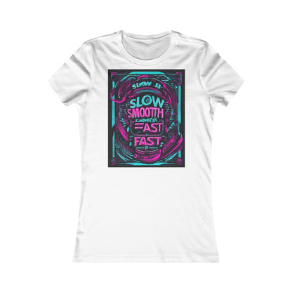 boostlete-recovery-progress-type-slow-is-smooth-smooth-is-fast-banner-engraved-0181 — Women's Favorite Tee (B+C 6004)