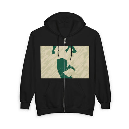 boostlete-am-crew-icon-runner-grainy-blueprint-0134 — Unisex Heavy Blend Full-Zip Hooded Sweatshirt