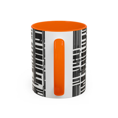 boostlete-iron-intent-pattern-barcode-line-art-0599 — Accent Mug 11/15oz