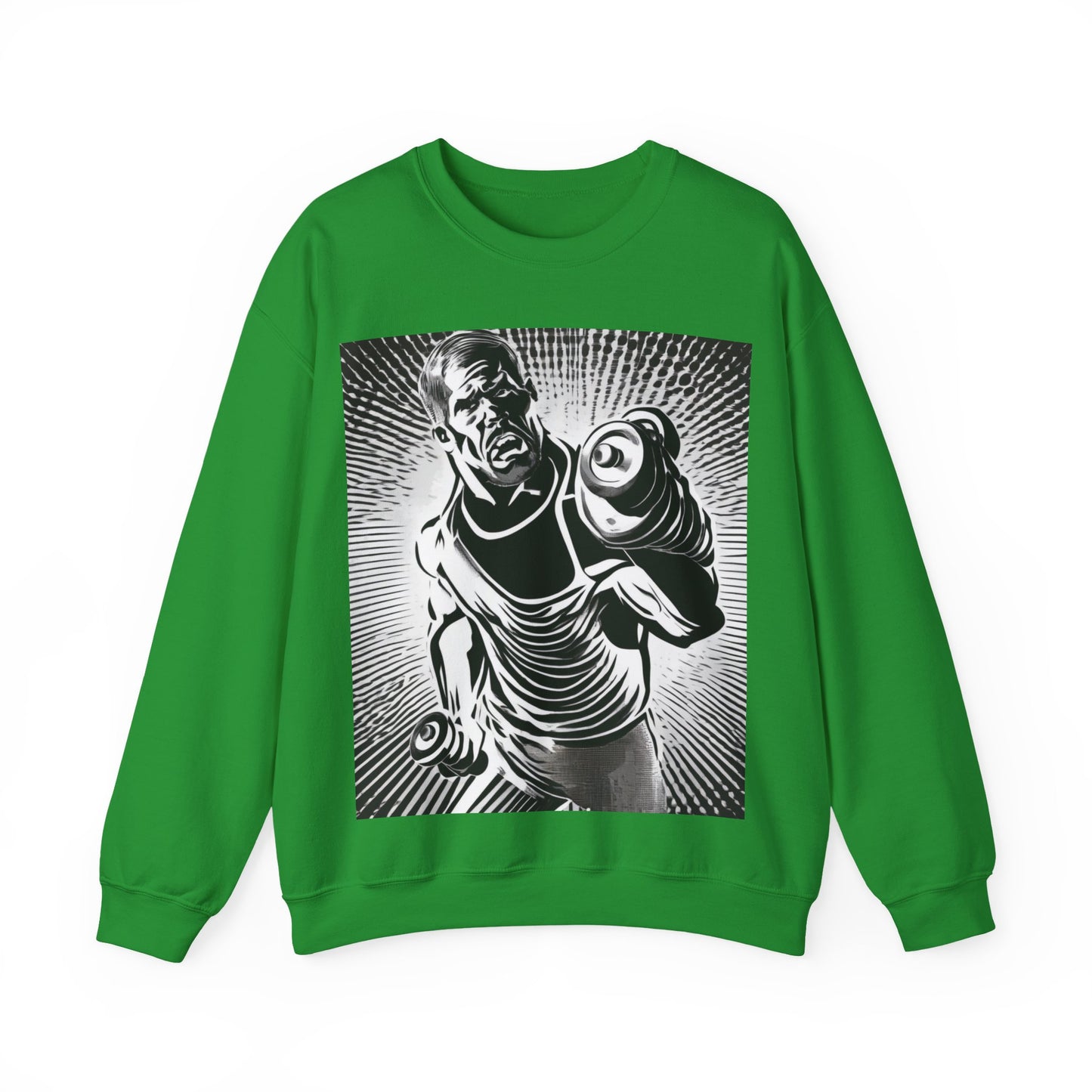 boostlete-pr-season-scene-lunge-halftone-engraved-0096 — Unisex Heavy Blend Crewneck Sweatshirt (Gildan)