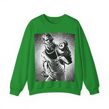 boostlete-pr-season-scene-lunge-halftone-engraved-0096 — Unisex Heavy Blend Crewneck Sweatshirt (Gildan)