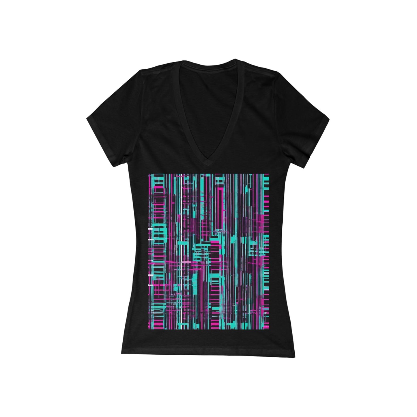 boostlete-field-day-pattern-barcode-retro-0275 — Women's Deep V-Neck Tee (B+C 6035)