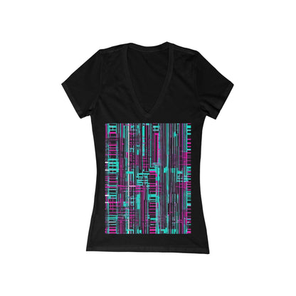 boostlete-field-day-pattern-barcode-retro-0275 — Women's Deep V-Neck Tee (B+C 6035)