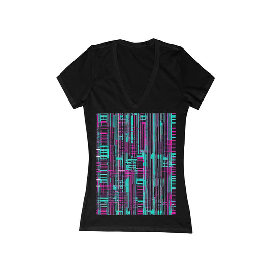 boostlete-field-day-pattern-barcode-retro-0275 — Women's Deep V-Neck Tee (B+C 6035)