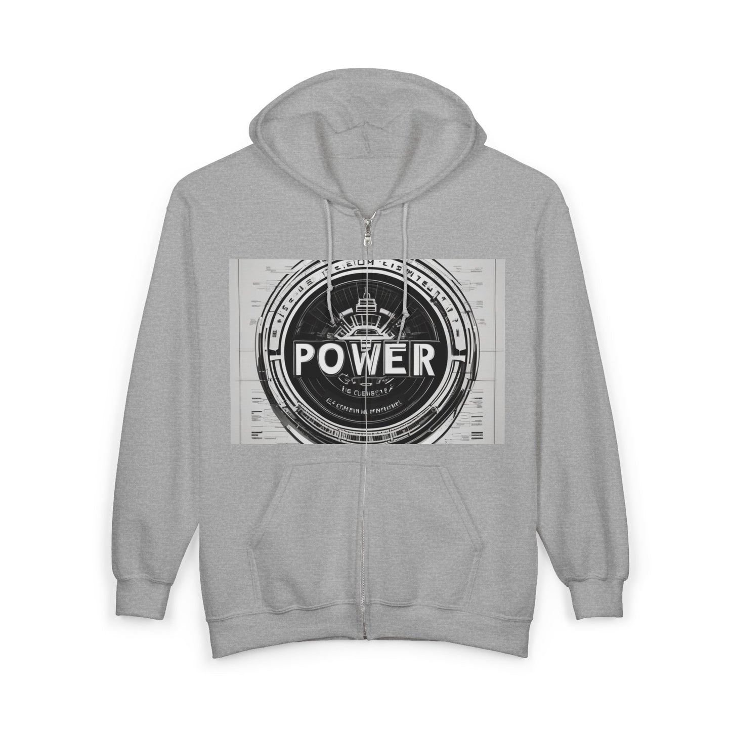 boostlete-boost-mode-type-power-in-quiet-badge-blueprint-0245 — Unisex Heavy Blend Full-Zip Hooded Sweatshirt