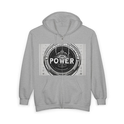 boostlete-boost-mode-type-power-in-quiet-badge-blueprint-0245 — Unisex Heavy Blend Full-Zip Hooded Sweatshirt