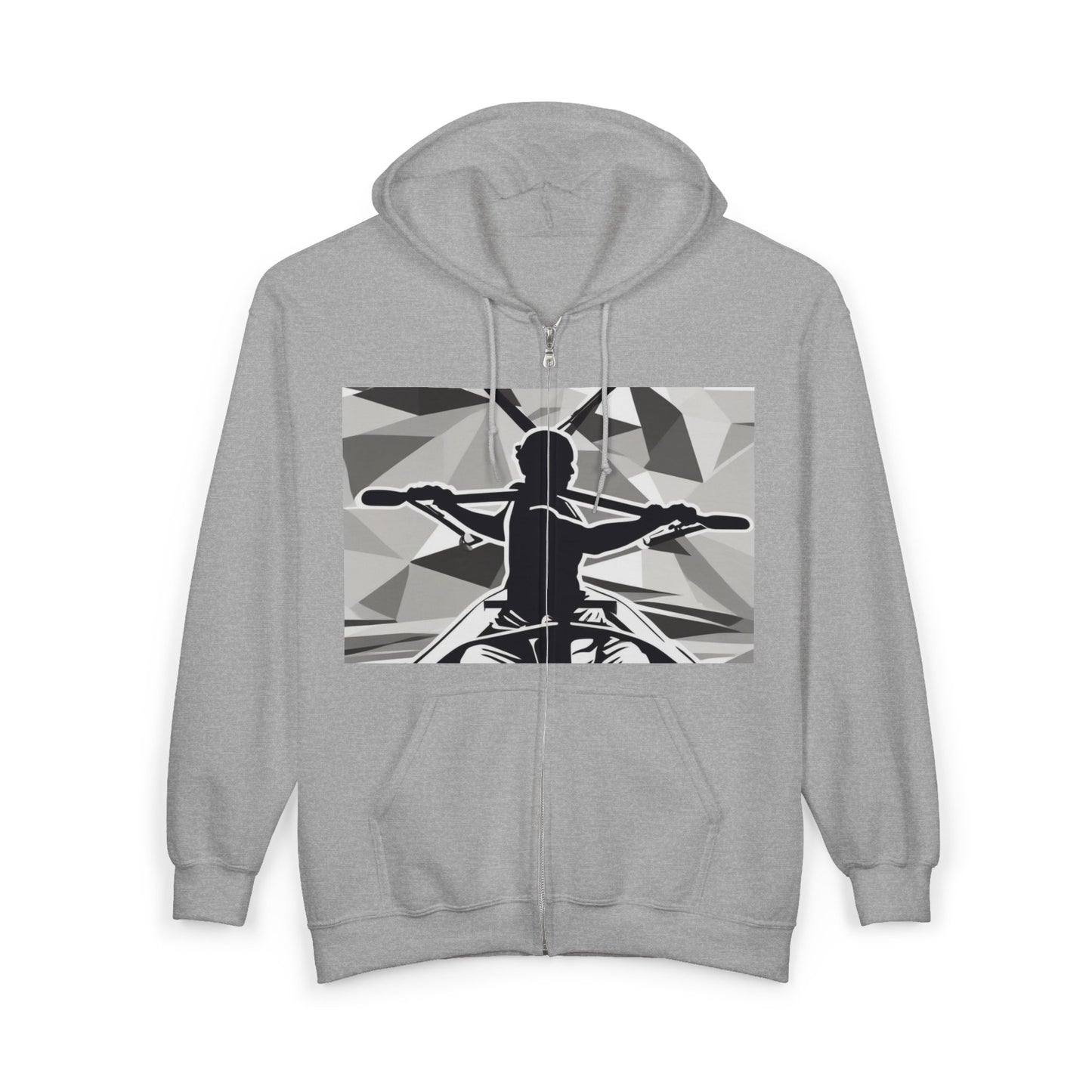 boostlete-am-crew-scene-rower-outline-geometric-0060 — Unisex Heavy Blend Full-Zip Hooded Sweatshirt