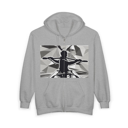 boostlete-am-crew-scene-rower-outline-geometric-0060 — Unisex Heavy Blend Full-Zip Hooded Sweatshirt