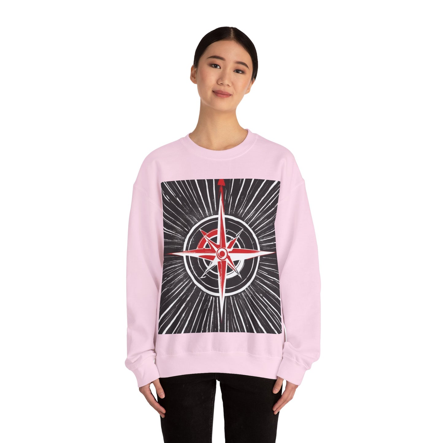 boostlete-boost-mode-icon-compass-chalk-vector-1382 — Unisex Heavy Blend Crewneck (G18000)