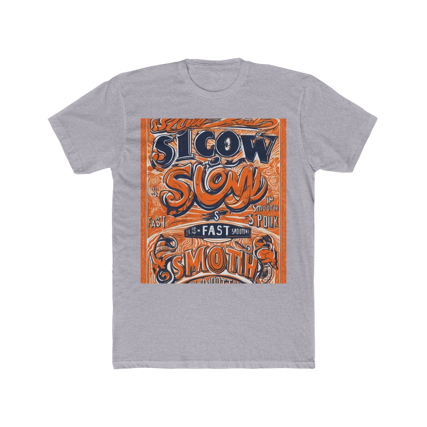 boostlete-rise-grind-type-slow-is-smooth-smooth-is-fast-outline-over-solid-engraved-0025 — Unisex Cotton Crew Tee (NL 3600)