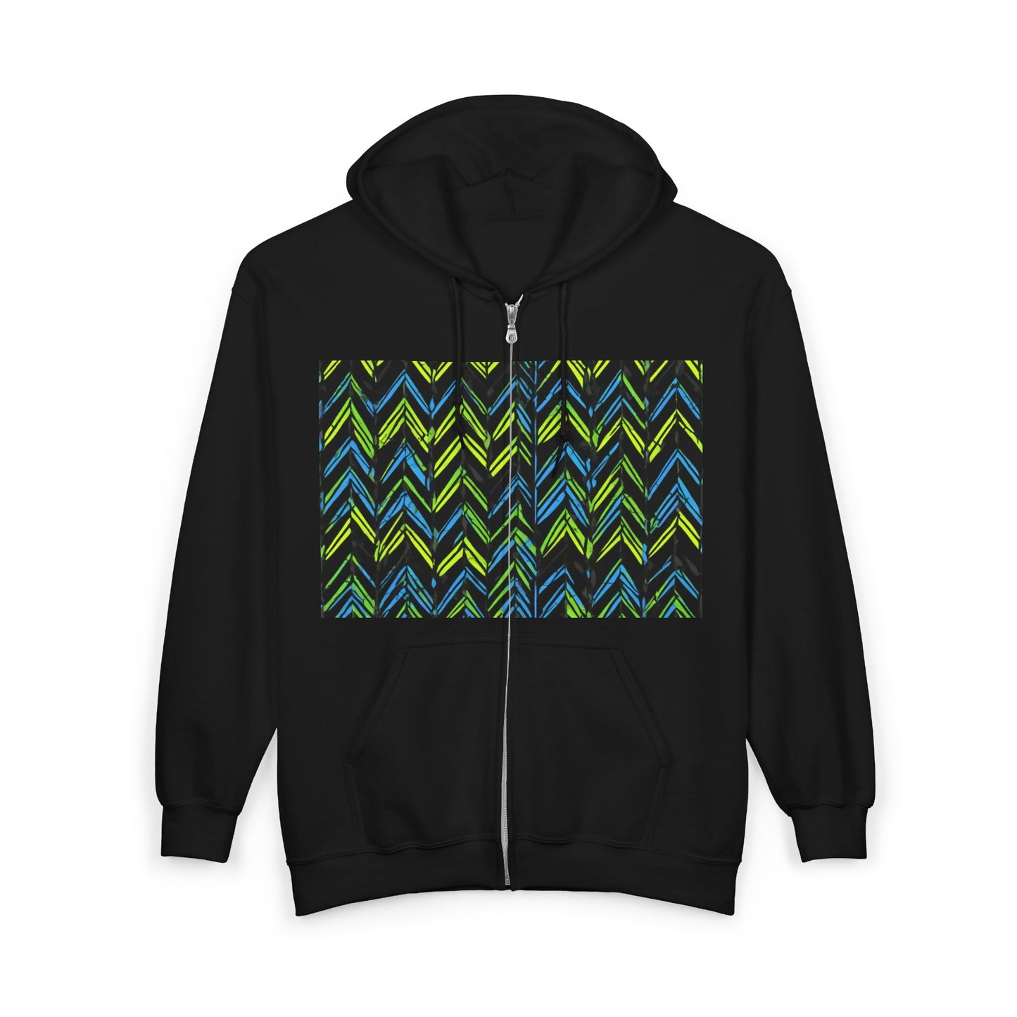 boostlete-mile-by-mile-pattern-chevron-monoline-0051 — Unisex Heavy Blend Full-Zip Hooded Sweatshirt