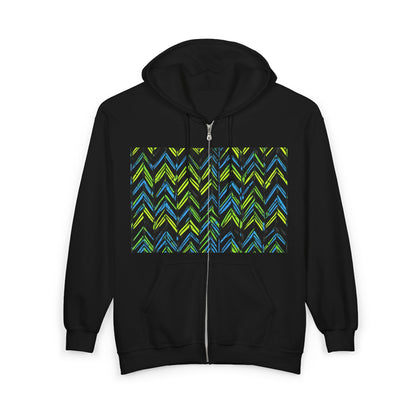 boostlete-mile-by-mile-pattern-chevron-monoline-0051 — Unisex Heavy Blend Full-Zip Hooded Sweatshirt