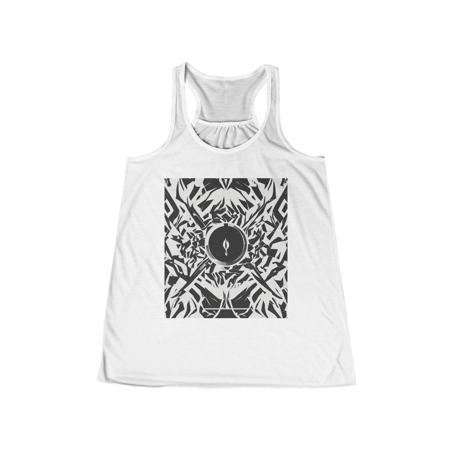 boostlete-am-crew-icon-flame-matte-geometric-0286 — Women's Flowy Racerback Tank (B+C 8800)