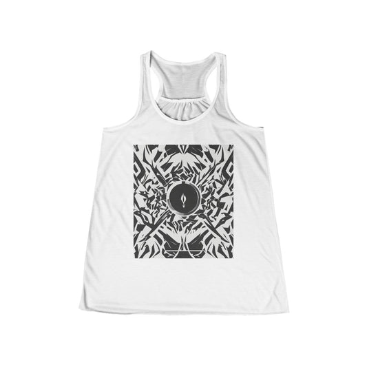 boostlete-am-crew-icon-flame-matte-geometric-0286 — Women's Flowy Racerback Tank (B+C 8800)