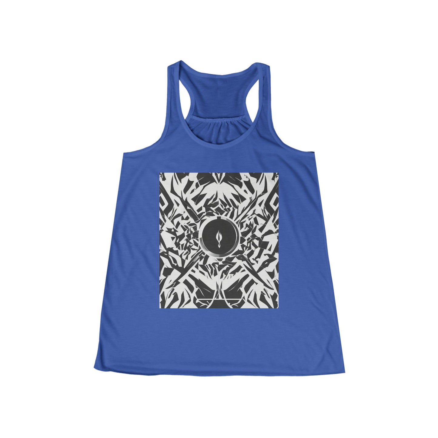 boostlete-am-crew-icon-flame-matte-geometric-0286 — Women's Flowy Racerback Tank (B+C 8800)
