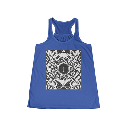 boostlete-am-crew-icon-flame-matte-geometric-0286 — Women's Flowy Racerback Tank (B+C 8800)