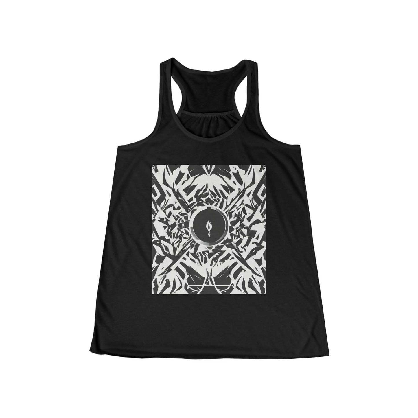 boostlete-am-crew-icon-flame-matte-geometric-0286 — Women's Flowy Racerback Tank (B+C 8800)