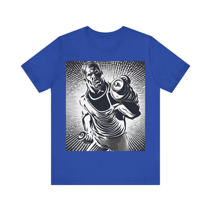 boostlete-pr-season-scene-lunge-halftone-engraved-0096 — Unisex Jersey Short Sleeve (B+C 3001)