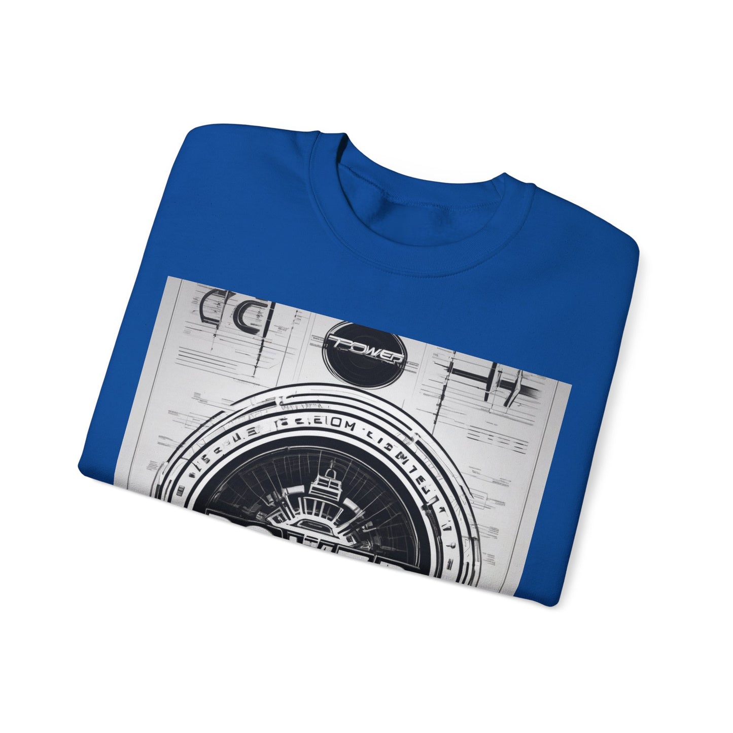 boostlete-boost-mode-type-power-in-quiet-badge-blueprint-0245 — Unisex Heavy Blend Crewneck Sweatshirt (Gildan)