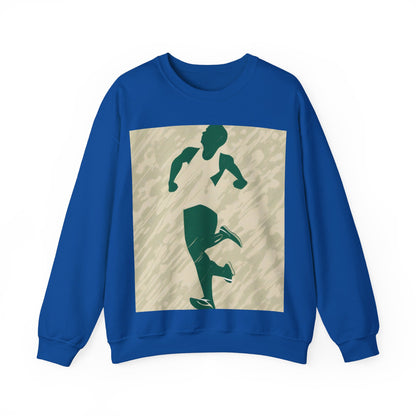 boostlete-am-crew-icon-runner-grainy-blueprint-0134 — Unisex Heavy Blend Crewneck Sweatshirt (Gildan)