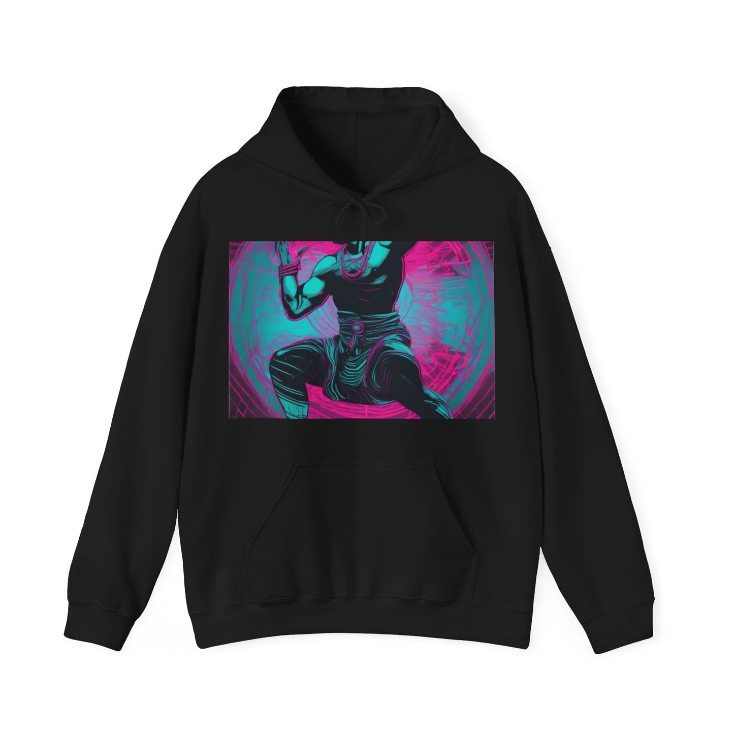 boostlete-rise-grind-scene-yogi-motion-line-art-0240 — Unisex Heavy Blend Hooded Sweatshirt (Gildan)
